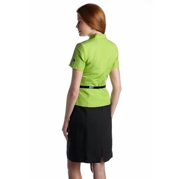 New! TAHARI ASL Women's 2-Piece Linen-Blend Belted Skirt Suit Green Black 16 - Picture 2 of 3